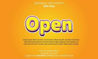 open text effect,, typography, 3d text. vector template