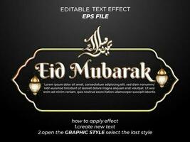 eid mubarak text effect, typography, 3d text. vector template