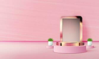 pink podium scene background with backdrop, for product presentation, mock up, show cosmetic. vector