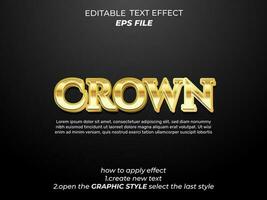 crown text effect, typography, 3d text. vector template