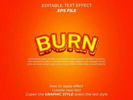 burn text effect, typography, 3d text. vector template