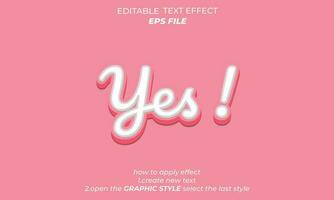 yes text effect, typography, 3d text. vector template