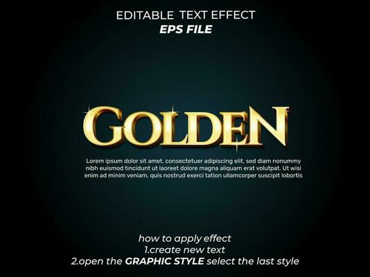 golden text effect typography, 3d text. vector template