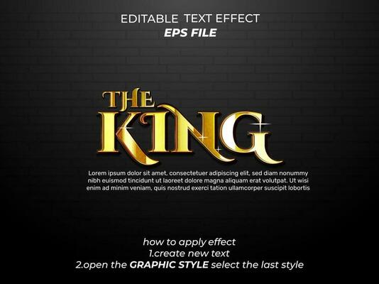 king text effect, typography, 3d text. vector template