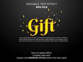 gift text effect, typography, 3d text. vector template