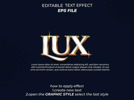 lux text effect typography, 3d text. vector template