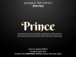 prince text effect, typography, 3d text. vector