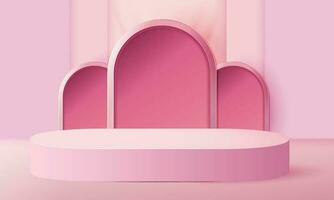 Luxury pink pastel podium scene background with back drop, product presentation, mock up, show cosmetic, product blank podium vector