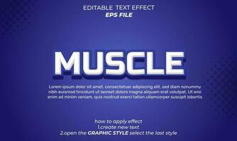 muscle text effect typography, 3d text. vector template