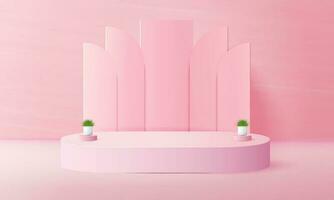 pink podium scene background with backdrop, for product presentation, mock up, show cosmetic. vector