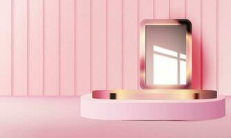 pink podium scene background with backdrop, for product presentation, mock up, show cosmetic. vector