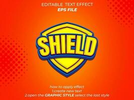 shield text effect,, typography, 3d text. vector template