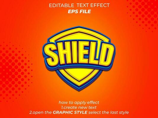 shield text effect,, typography, 3d text. vector template