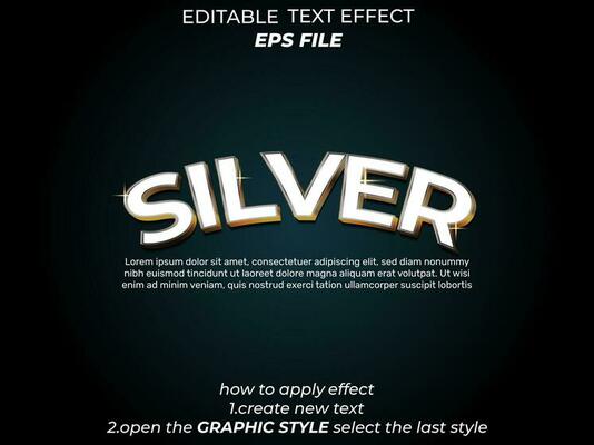 silver text effect typography, 3d text. vector template