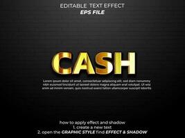 cash text effect, typography, 3d text. vector template