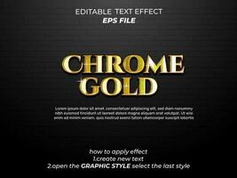 chrome gold text effect, typography, 3d text. vector template