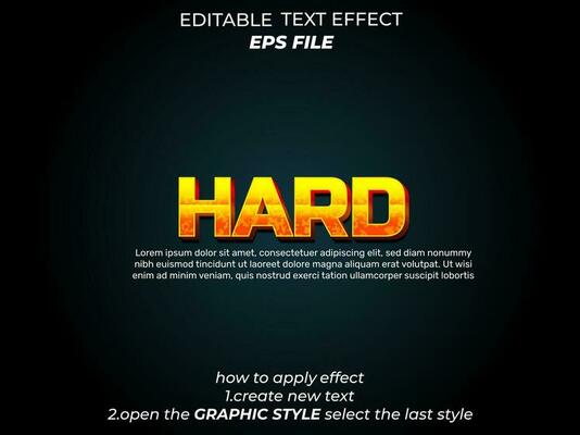 hard text effect, typography, 3d text. vector template