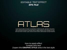 atlas text effect, typography, 3d text. vector template