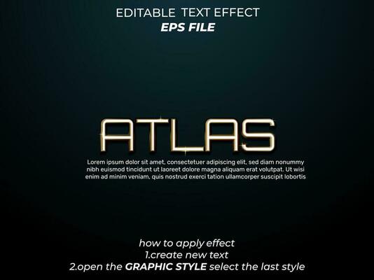 atlas text effect, typography, 3d text. vector template