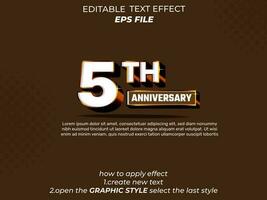 5 th anniversary text effect, typography, 3d text. vector template