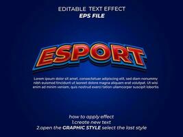 esport text effect typography, 3d text. vector template