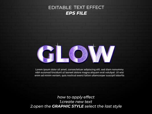 glow text effect, typography, 3d text. vector template