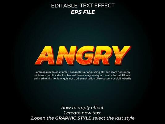 angery text effect typography, 3d text. vector template