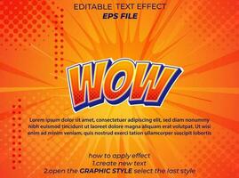 wow comic style text effect typography, 3d text. vector template