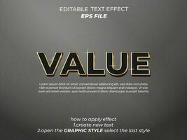 value text effect typography, 3d text. vector template