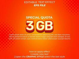 3 gb text effect, typography, 3d text. vector template