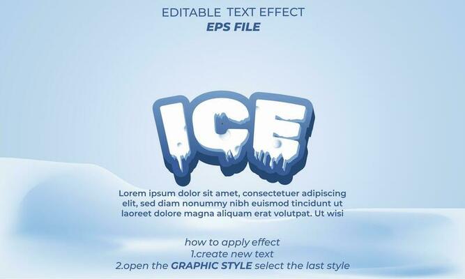 ice text effect,, typography, 3d text. vector template