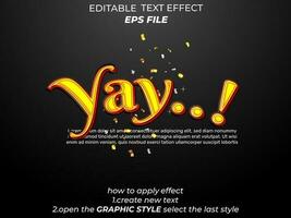 yay text effect, typography, 3d text. vector template