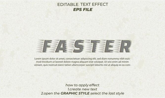 faster text effect, typography, 3d text. vector template