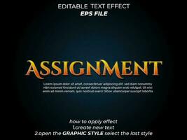 assignment text effect, typography, 3d text. vector template