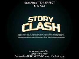 story clash text effect, typography, 3d text. vector template