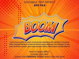 boom comic style text effect typography, 3d text. vector template