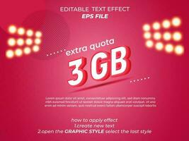 3 gb text effect, typography, 3d text. vector template