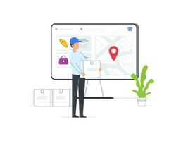 Flat vector illustration of order processing on an ecommerce platform. Modern and appealing design for a seamless shopping experience.