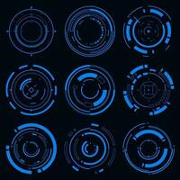 Vector technology futuristic set hi tech circle element. HUD focus sci-fi circular design.