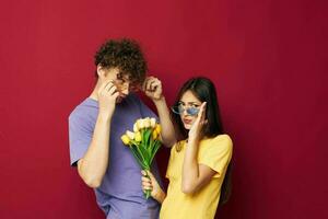 adolescentes ramo de flores de flores regalo romance estilo de vida inalterado foto