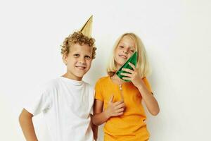 Cute preschool kids with caps on his head holiday entertainment lifestyle unaltered photo