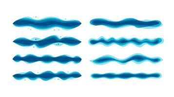 abstract blue wave border divider decoration collection set for layout, brochure, and template design vector