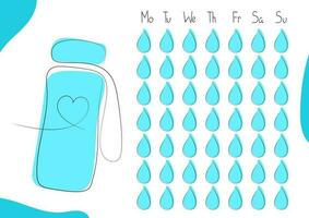 Water tracker vector template. Water balance. Healthy lifestyle. Health care.