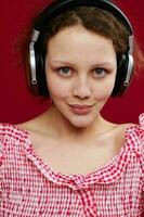 pretty girl with headphones music entertainment close-up unaltered photo