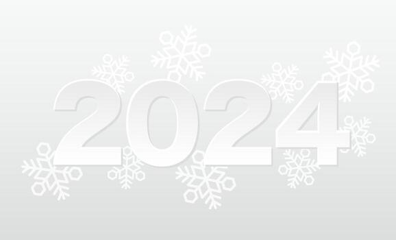 el año 2024 vector monocromo título ilustración con copos de nieve en un resumen antecedentes.