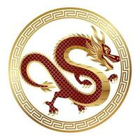 Year Of The Dragon Vector Chinese-Style Zodiac Symbol Isolated On A White Background.