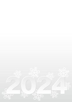 el año 2024 vector monocromo saludo tarjeta modelo con copos de nieve y texto espacio en un resumen antecedentes.