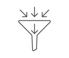 Funnel icon vector. Sort sign, filter symbol black and white. vector