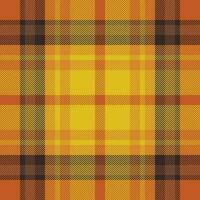 Plaid check pattern in orange and red colors. Seamless fabric texture. Tartan textile print. vector
