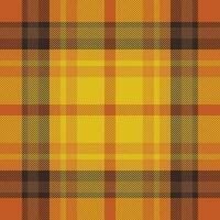 Plaid check pattern in orange and red colors. Seamless fabric texture. Tartan textile print. vector